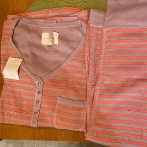 Victoria secret thermal Knit striped PJ set XL